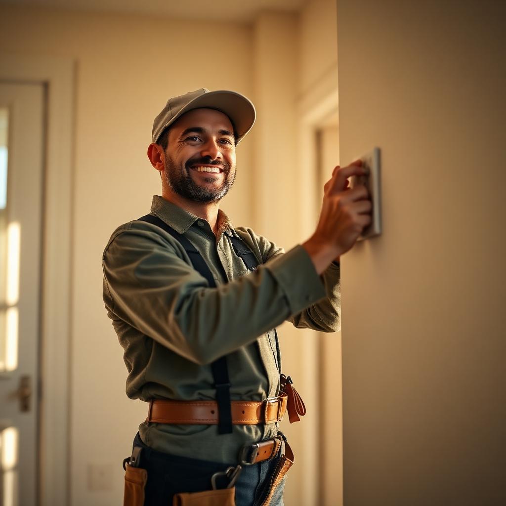 Electrical technician on the job